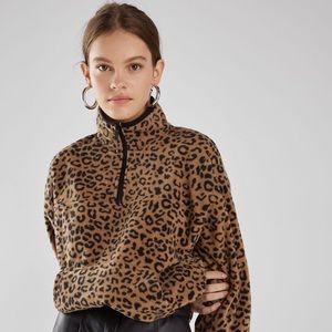 Bershka Leopard Print Fleece Sweater